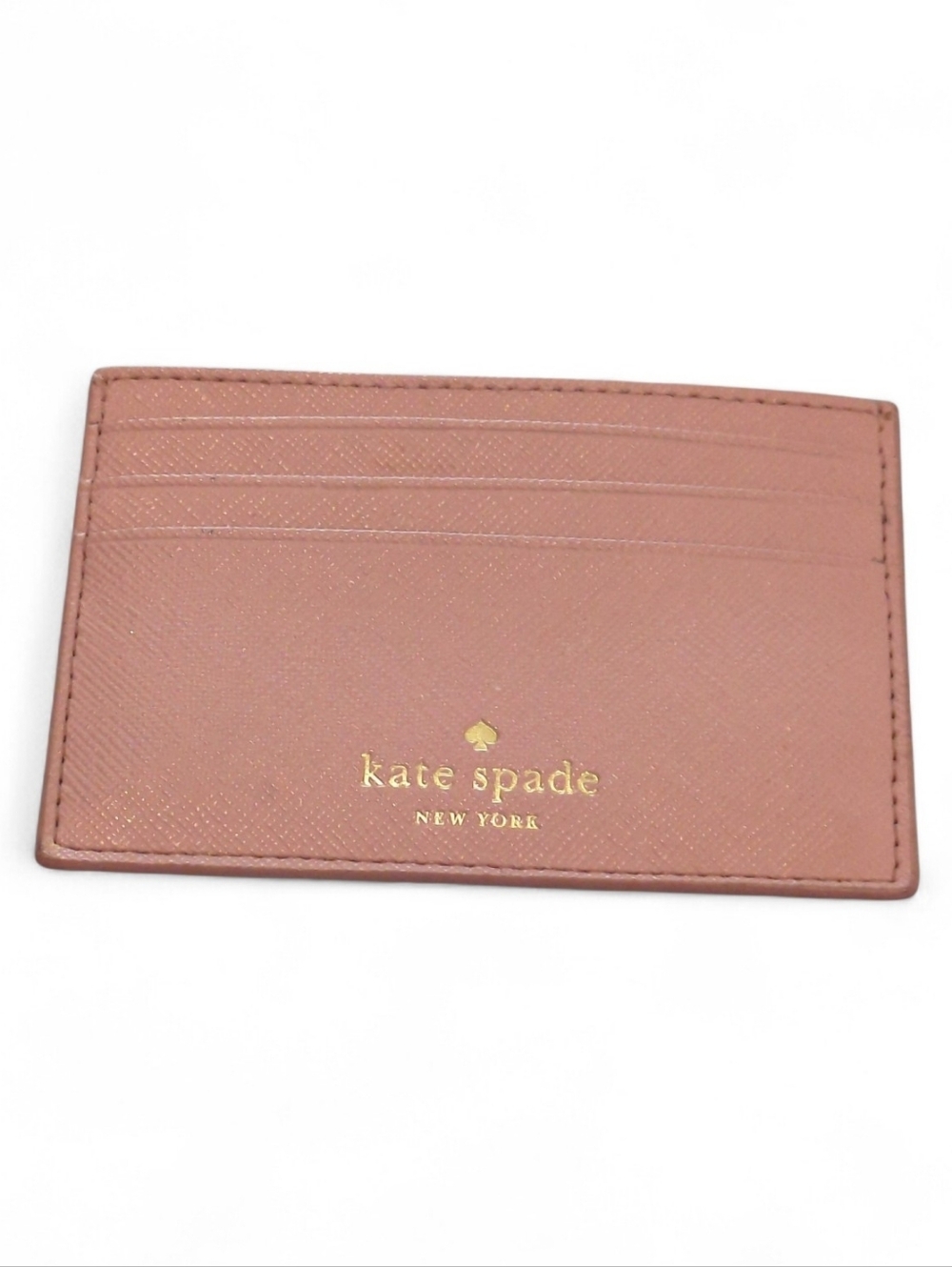 NWOT Kate Spade Greta Court Graham Dusty Peony Pink Glitter Card Holder Wallet 